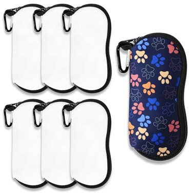 KKSUBCA 6 Pcs Sunglasses Case Blanks Set Neoprene Sunglass Case for Sublimation Blanks Sunglasses Travel Case Soft With Mountain Buckle Heat Transfer Printing Dye