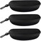 alladaga 3 Pack Zipper Shell Eyeglasses and Sunglasses Case with Plastic Carabiner Hook Black