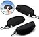 alladaga 3 Pack Zipper Shell Eyeglasses and Sunglasses Case with Plastic Carabiner Hook Black