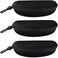 alladaga 3 Pack Zipper Shell Eyeglasses and Sunglasses Case with Plastic Carabiner Hook Black