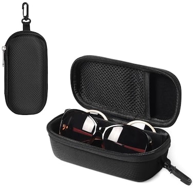 Bukere Double Eyeglasses Case with Adjustable Slots EVA Hardshell Travel Dual Glasses Sunglasses Organizer for Men Women 2 Slots Black