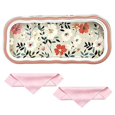 CasaPopz Glasses Case Hard Shell Clear Flower Eyeglass Case Cute Floral Holder for Sunglasses and Reading Glasses