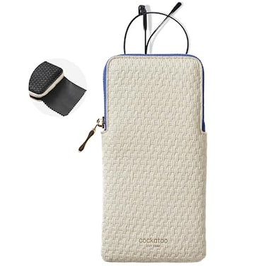 Cockatoo Portable Glasses Case DropResistant Eyewear Storage Pouch Slim Soft Case for Sunglasses Elegant Pure White with Cleaning Cloth Tofu