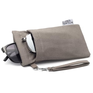 Face Shadow Double Glasses Case Soft Eyeglass Case For Women Men Squeeze Top Sunglasses Case With Cleaning Cloth