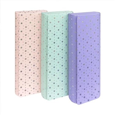HSYMQ 3 Pcs Glasses Case Hard Shell Square PU Hard Eyeglass Case with glitter star design Large Protable Eyeglasses Cases for Female