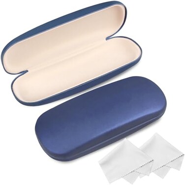 Joyberg 2 Pack Glasses Case Eyeglass Case with Cleaning Cloth Glasses Case Hard Shell Fits Most GlassesBlue