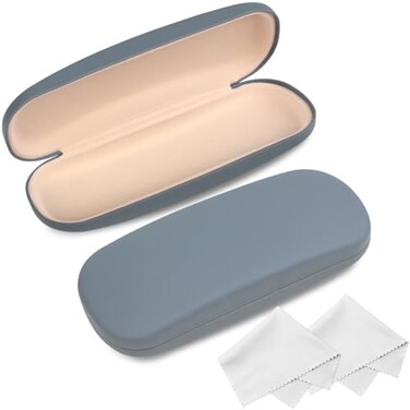 Joyberg 2 Pack Glasses Case Eyeglass Case with Cleaning Cloth Glasses Case Hard Shell Fits Most GlassesGray