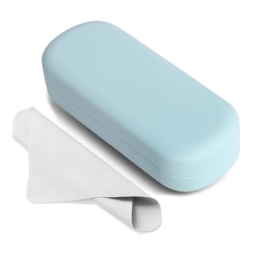 Marvolia Glasses Case Hard Shell Large Eyeglasses Case PU Leather Protective Cases for Sunglasses Eyeglasses with Cleaning Cloth for Men Women Light Blue