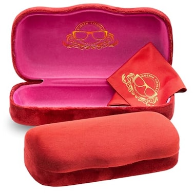 Modern Eyewear Large Hard Shell Glasses Case with Cleaning Cloth Red Velvet Protective Eyeglass Case for Sunglasses Reading Glasses Lightweight CrushResistant Design for Men Women
