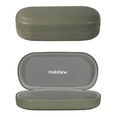 molshine Hard Shell Leather Sunglasses CaseClassic Large Glasses Case for Women MenSunglass Eyeglasses Olive green