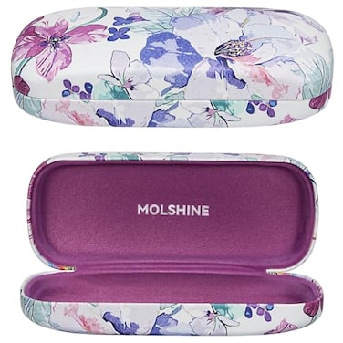 molshine Hard Shell Sunglasses Case Classic Large Glasses Case for Women Men Sunglass Eyeglasses Blue and White Flower