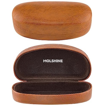 molshine Hard Shell Sunglasses CaseClassic Large Glasses Case for Sunglass Eyeglasses with Cleaning Cloth Pocket Brown