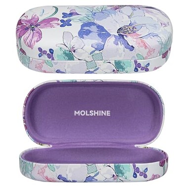 molshine Hard Shell Sunglasses CaseClassic Large Glasses Case for Women MenSunglass Eyeglasses Blue Flower