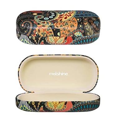 molshine Hard Shell Sunglasses CaseClassic Large Glasses Case for Women MenSunglass Eyeglasses Light Yellow