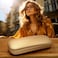 MyEyeglassCase Women Glasses case holder Premium Leather Like Case with Microfiber Pouch Cleaning Cloth Small Eyeglass Case Great for Reading Glasses AS126 Gold