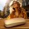 MyEyeglassCase Women Glasses case holder Premium Leather Like Case with Microfiber Pouch Cleaning Cloth Small Eyeglass Case Great for Reading Glasses AS126 Gold