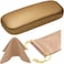 MyEyeglassCase Women Glasses case holder Premium Leather Like Case with Microfiber Pouch Cleaning Cloth Small Eyeglass Case Great for Reading Glasses AS126 Gold