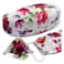 MyEyeglassCase Women Floral Sunglasses case Hard Glasses Holder Eyeglass Case Metal Hard shell in watercolor print for Medium Large frames with drawstring Pouch Cloth AS113 Cranberry Rose