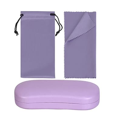 Noble Pack Noble Hard Shell Glasses Case Protective Eyeglass Case for Glasses with Microfiber Cleaning Cloth and Pouch Lila