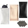 Vemiss 3 Pack PU Leather Eyeglass Pouch Squeeze Top Soft Portable Sunglasses Pouch with 3 Cleaning Cloths for Women Men Silver Copper Black