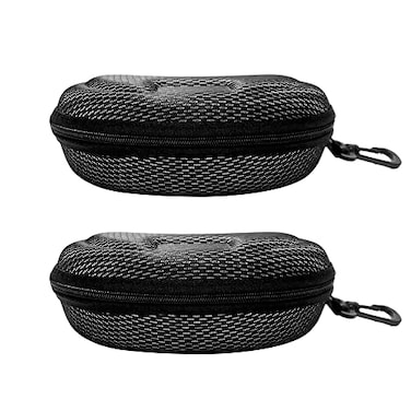 Yamrots 2 Pcs Zipper Hard Sunglasses Cases Portable Travel Eyeglasses Cases with Plastic Hook Black White