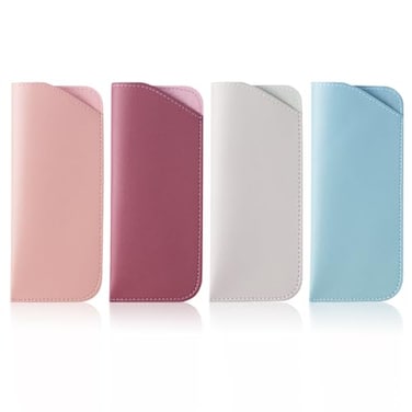yuntop 4 Pack Soft Leather Glasses Case 7x3 Inch Eyeglasses Pouch Portable PU Leather Glasses Pouch 4 light colors