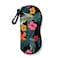 ZAXMEY Sunglasses Soft Case with Carabiner Ultra Light Neoprene Zipper Glasses Case Black Flower
