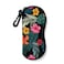 ZAXMEY Sunglasses Soft Case with Carabiner Ultra Light Neoprene Zipper Glasses Case Black Flower