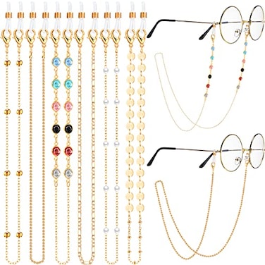 Frienda 6 Pcs Glasses Chain for Women Eyeglass Chains Glasses Strap Holder Beaded Eyeglasses Lanyard Around Neck CordsClassic Style