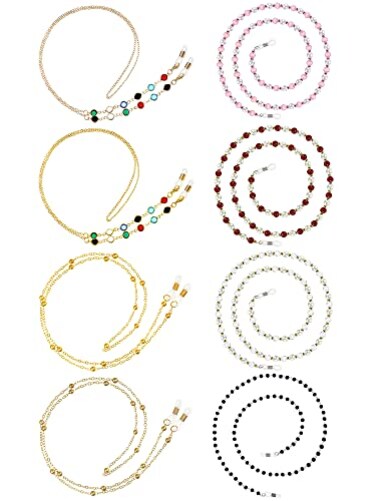 Frienda 8 Pcs Eyeglass Chains Beaded Glasses Chain for Women Stylish Elegant Sunglasses Strap Holder Around NeckCute Color