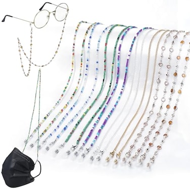 Frienda 8 Pcs Eyeglass Chains Beaded Glasses Chain for Women Stylish Elegant Sunglasses Strap Holder Around NeckExquisite Color