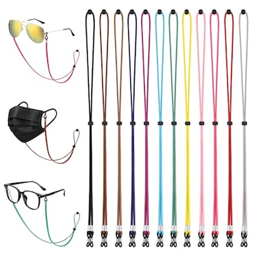 LORACOXS 12PCS Glasses Strap Eye Glasses Holders Around Neck Adjustable Leather Eyeglasses Reading Glasses Chain for Women