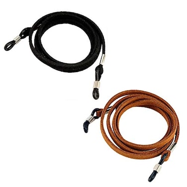PINKSEE Eyeglasses Holder Strap Cord Leather Eyeglasses String Holder Necklace Glasses Lanyard BlackBrown 2