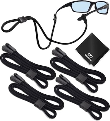 SIGONNA Eyeglasses String Holder Strap Eyeglass Holder Chains for Women Man Glasses Chain Lanyard Cords Neck Sunglass Strap Retainer Rope 4 Cords Black
