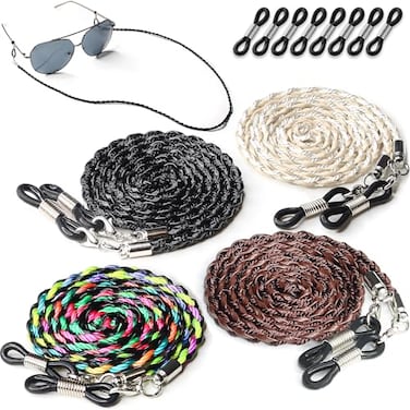 SIGONNA Glasses Strap Chains Premium ECO Leather Eyeglass Holder Strap Strings Cords Glasses Lanyard for Men Women