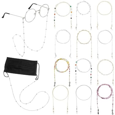 Weewooday 12 Pieces Eyeglasses Chains Beaded Sunglasses Strap Holder Elegant Necklace Holder Chain for Women