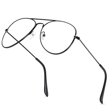 aisswzber Clear Aviator Glasses Lens Premium Classic Metal Frame Eyeglasses