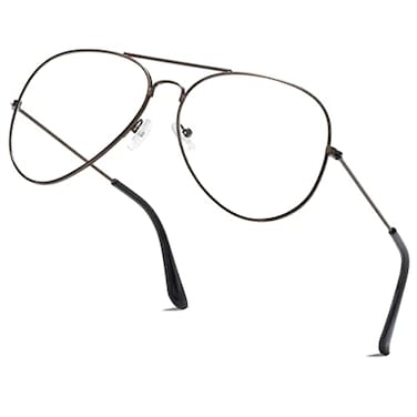 aisswzber Clear Aviator Glasses Lens Premium Classic Metal Frame Eyeglasses