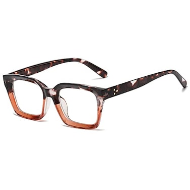 EYLRIM Classic Thick Square Frame Clear Lens Glasses for Women Men Non Prescription EyeglassesA94 Tortoise Red