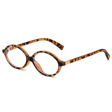 LJCZKA Fashion Oval Glasses for Women Men Retro Oval Small Frame Blue Light Blocking Glasses Nerd Computer Eyeglasses Leopard Clear