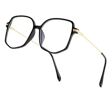 Teumire Oversized Square Blue Light Blocking Glasses for Women Men TR90 Ultralight Nerd Frames Clear Lens Computer EyewearBlack