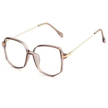 Teumire Oversized Square Blue Light Blocking Glasses for Women Men TR90 Ultralight Nerd Frames Clear Lens Computer EyewearTransparent Brown