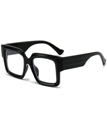 ZIMUSUN Oversized Square Glasses for Women Men Chunky Frame Blue Light Lens Non Prescription EyeglassesA1 Bright Black