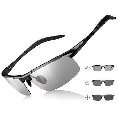 IGnaef Photochromic Sunglasses for Men Sport Wrap Around Metal Frame IF8177
