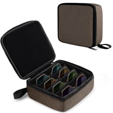 Bukere Travel Sunglasses Organizer Case Adjustable Slot For Multiple Pairs Portable Eyeglasses Storage Box for Men Women