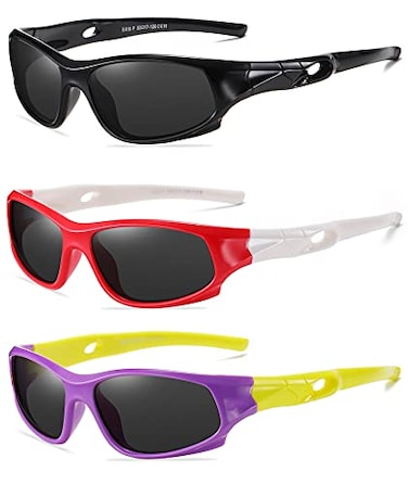 DYLB 3 Pack Flexible Kids Polarized Sunglasses For Boys Girls With Strap Sport Sunglasses for Children Age 310
