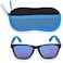 Eye Squared Boys Sunglasses for Kids and Toddlers with Matching Zipper Case Soft Black Blue