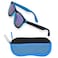 Eye Squared Boys Sunglasses for Kids and Toddlers with Matching Zipper Case Soft Black Blue