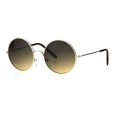 SA106 Kids Child Size Hippie Round Circle Lens Tie Dye Gradient Metal Sunglasses brown