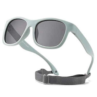 HJSTES Polarized Baby Sunglasses for Toddler Boys Girls TPEE Flexible Frame with Strap for Infant Age 03Square Blue
